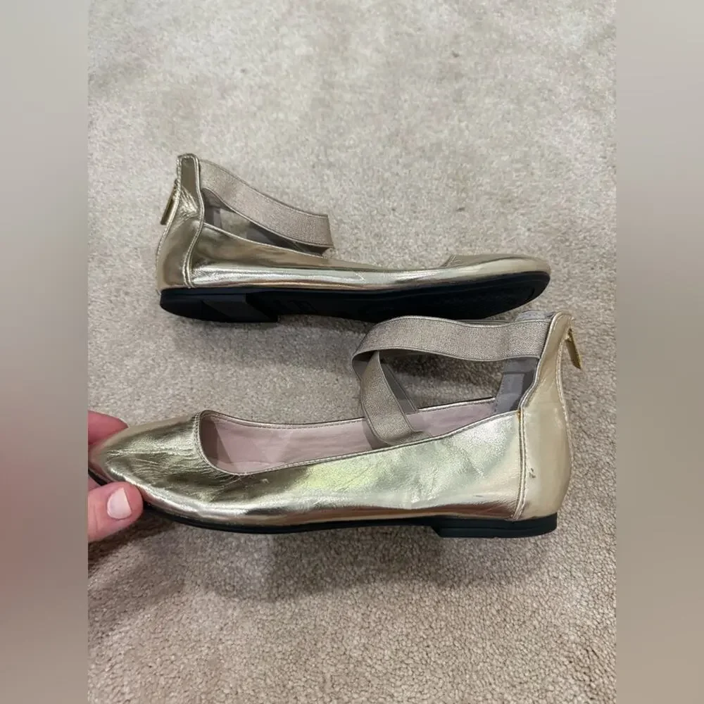 girls, Nia Elegant Gold Ballet Flats, size 4